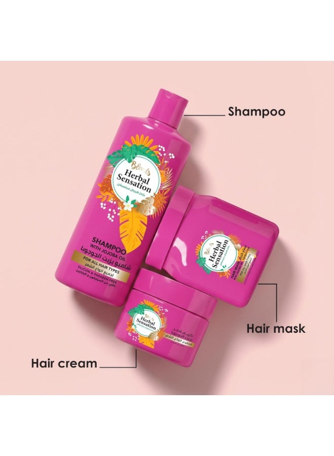 Blends Herbal Sensation Jojoba Oil Hair Mask for All Hair Types – Volumizing & Moisturizing Deep Conditioner – Silicone & Paraben Free – 600 ml - Image 3